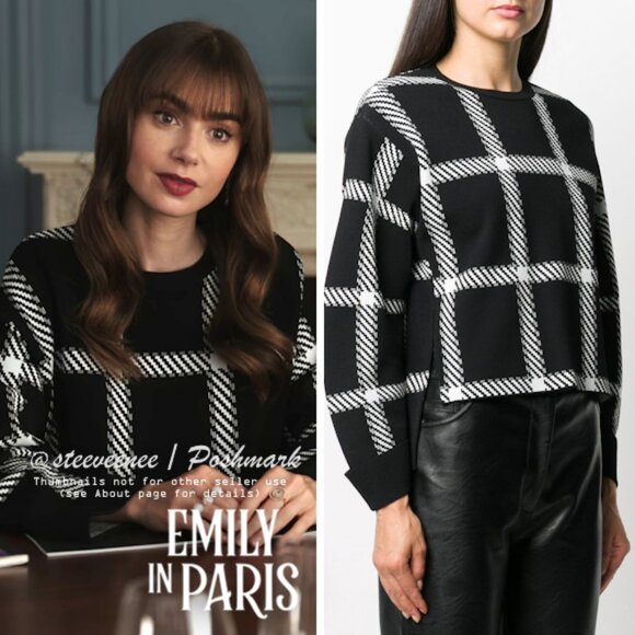 Stella McCartney Windowpane Check Print Sweatshirt ASO Emily in Paris - Picture 2 of 16